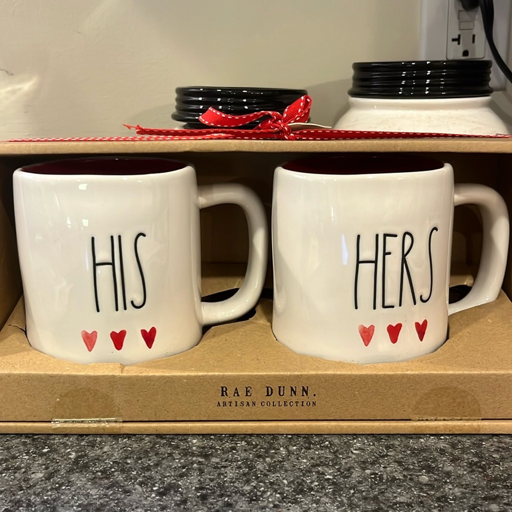 RAE DUNN HIS & HERS VALENTINES DAY MUG SET